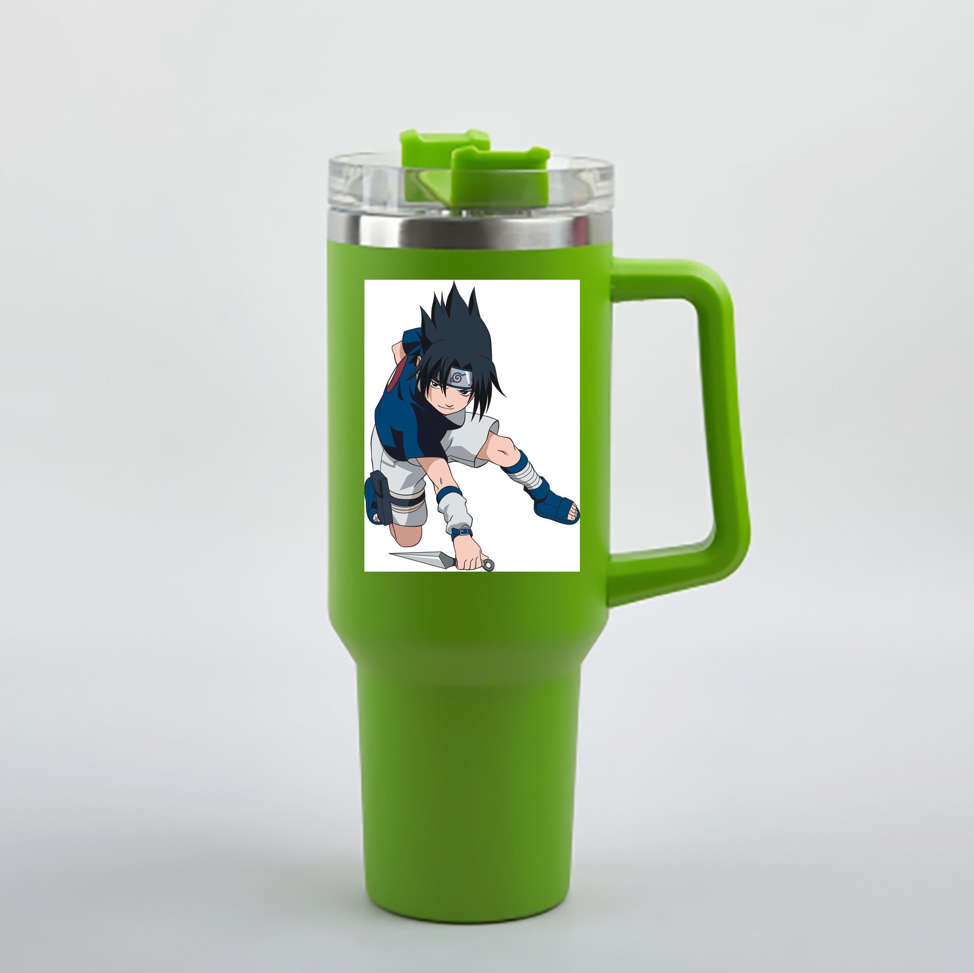 （画像用） NARUTO -ナルト- うちは サスケ Uchiha Sasuke 1200mL車用タンブラー - クリスタルステッカー（プラスチックストロー付き）